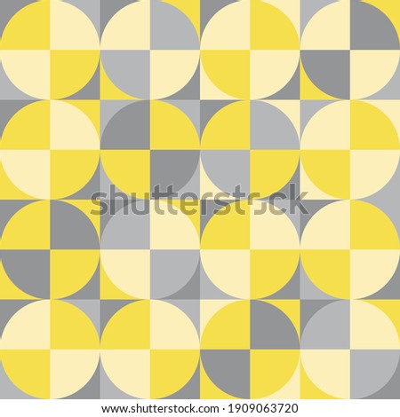 Abstract geometric pattern background circle and square. Trend color 2021 yellow and gray. Compositions for design publication, book cover, poster, tile, web design, wall. Vector illustration.