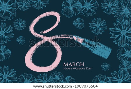 Woman’s Day, 8 March. Hand-drawn style. Vector illustrations.	
