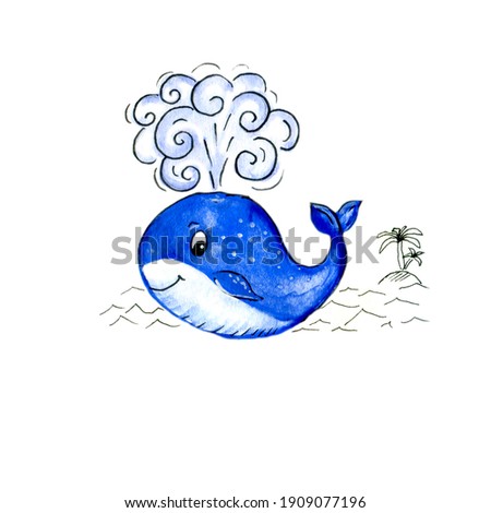 cartoon - style illustration of a whale fish on a white background