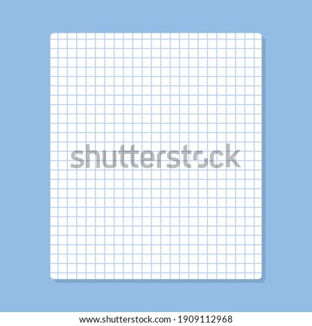 Blank squared sheet page of sketch diary note paper, vector background template.
