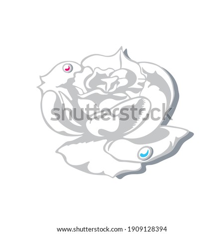 jewelry brooch pendant silver rose with jewelry stones rose vector 