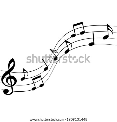 Music notes on white background, musical pattern, vector illustration. Royalty-Free Stock Photo #1909131448