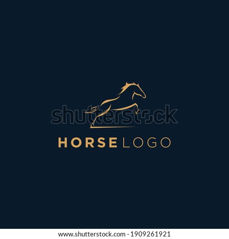 Vector horse  view side for retro logos, emblems, badges, labels template vintage design element. Isolated on dark blue background