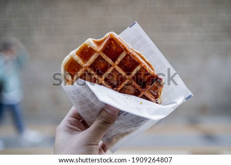 Close-Up honey waffle - Stock Photo