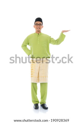 indonesian male during ramadan aidilfitri festival with isolated white background 
