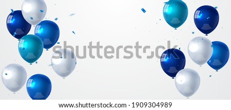 Celebration party banner with Blue color balloons background. Sale Vector illustration. Grand Opening Card luxury greeting rich. frame template. Royalty-Free Stock Photo #1909304989
