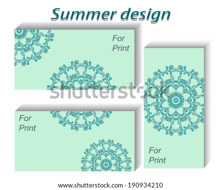 Corporate euro envelope for presentation. Vector illustration for spring design. Round mandala element, ornamental background.Clipping mask.