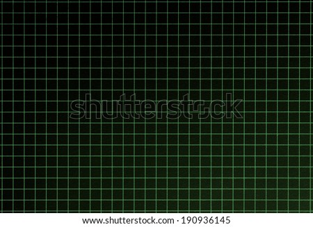 Graph grid, black surface with green lines. Shot square to image dimension 
