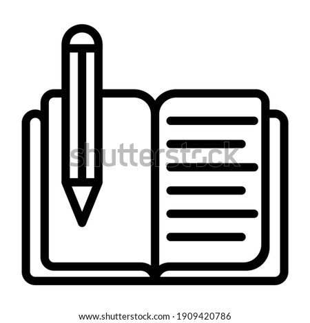    Book writing icon in linear design, booklet with pencil  Royalty-Free Stock Photo #1909420786