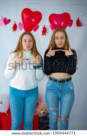 Two girls at a Valentine's photo session
