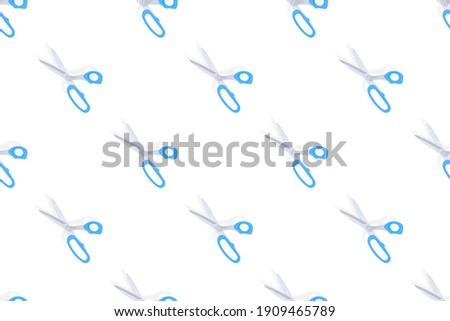 Scissors seamless pattern. Barber scissors against white background.
