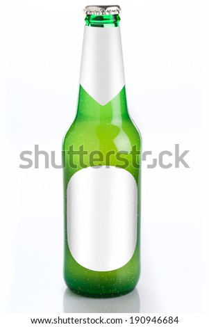 Beer bottle with drops and label