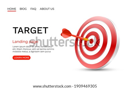 Target landing page, banner business 3d icon. Vector illustration Royalty-Free Stock Photo #1909469305