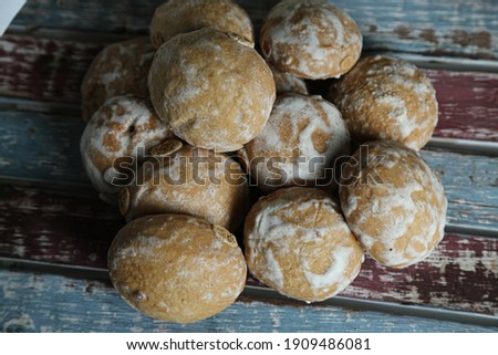 gingerbread sweets, airy cakes on background 