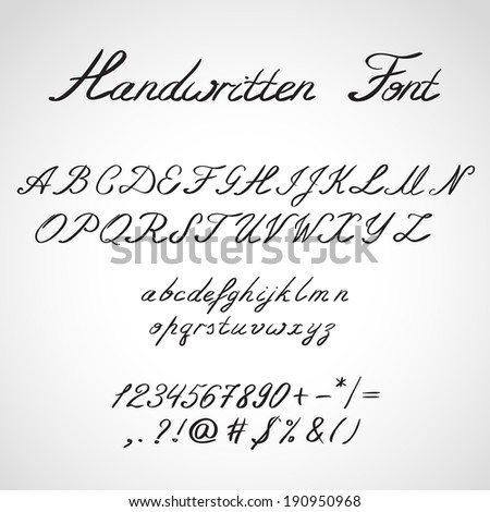 Handwritten Font, ink sketch style Royalty-Free Stock Photo #190950968