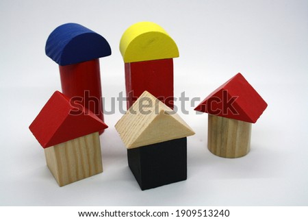 Colorful children's cubes on a white background. Space for text.