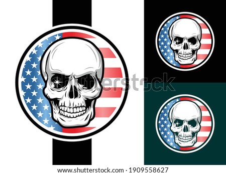 illustration of skull head with American flag
