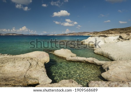 View of the southwest coast of the Greek island of Poliegos near Milos in the Cyclades