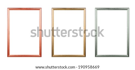 Gold,Bronze and silver Glitter frame isolated on white.