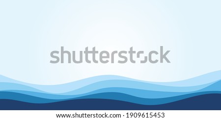 Blue water wave line deep sea pattern background banner vector illustration. Royalty-Free Stock Photo #1909615453