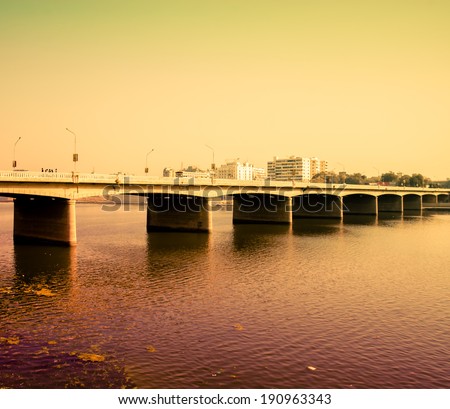 Bridge on river Sabarmati in Ahmedabad - Vintage Picture Effect