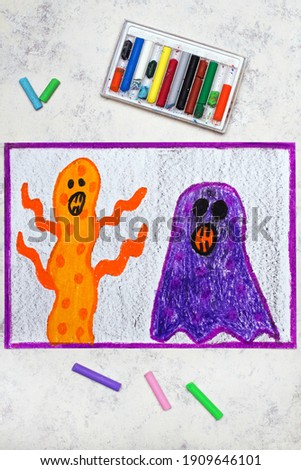 Colorful drawing: Two cute monsters 