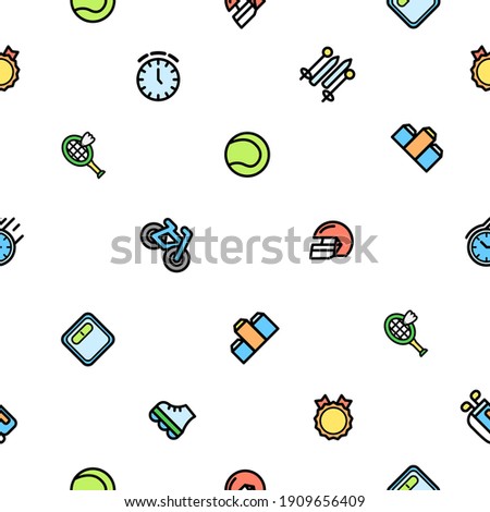 Seamless Pattern Doodle Collection Sport Vector Design Style Background Healthy Lifestyle Fitness Illustration Icons
