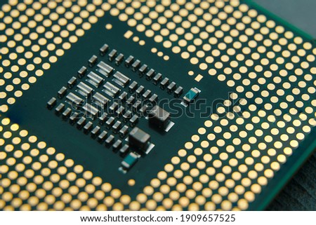 Close-up of CPU Chip Computer Processor. Technology evolution concept. Selective Focus.