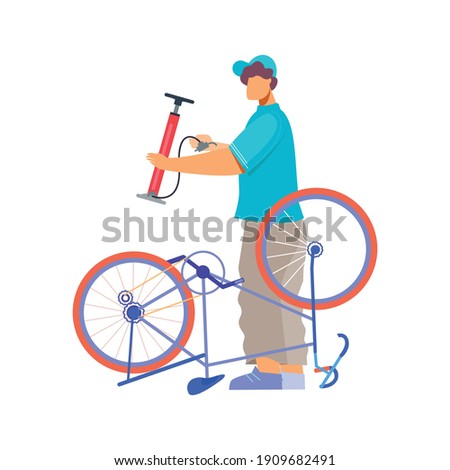Bicycle business composition with flat cycling images isolated on blank background vector illustration