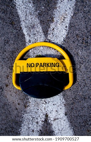 warning sign barrier "no parking", road object with yellow colour

