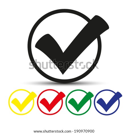 Set of round colored buttons. vector illustration icon of check box