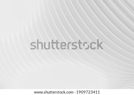 Abstract Futuristic Architecture Circular Concentric Background. Wave Outdoor Structures. Minimal Futuristic Technology Design as Geometric Urban Texture Wallpaper. Close-up 3d Rendering Pattern Royalty-Free Stock Photo #1909723411