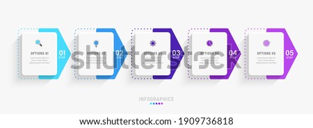Vector Infographic label design template with icons and 5 options or steps. Can be used for process diagram, presentations, workflow layout, banner, flow chart, info graph. Royalty-Free Stock Photo #1909736818