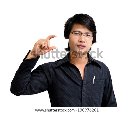 Asian business man showing namecard on white background