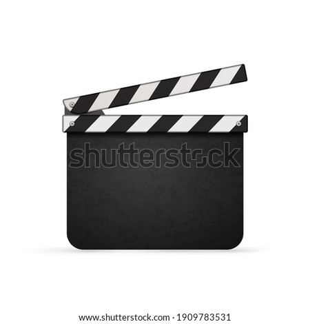 Detailed realistic movie clapper with copy space isolated on white