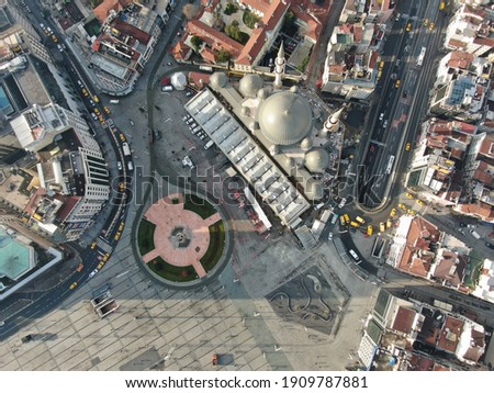 taksim square aerial view, newly shot