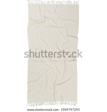 Beach fashion Turkish towels isolated cutout on white background. Wrinkly beige color. High resolution for texture. Royalty-Free Stock Photo #1909797295
