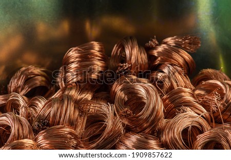 Pile of copper wire scrap secondary raw materials industry Royalty-Free Stock Photo #1909857622