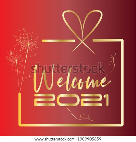 Welcome 2021 card. Happy new year - Vector illustration