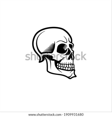 Scary Skull Symbol Logo. Tattoo Design. Vector Illustration.