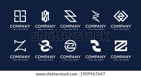 Set of collection initial letter Z logo template. icons for business of fashion, sport, wood.
