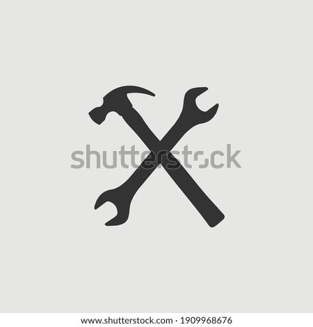Vector Simple Isolated Hammer and Wrench Icon