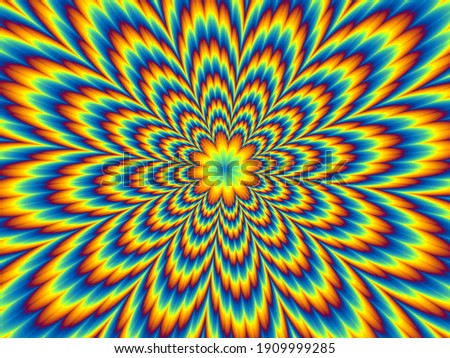 Pulsing fiery flower. Optical illusion of movement. Royalty-Free Stock Photo #1909999285
