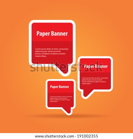 vector abstract red paper banner or speech bubble on stylish orange background