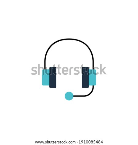 headphones icon in color icon, isolated on white background 