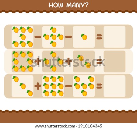 How many cartoon apricot. Counting game. Educational game for pre shool years kids and toddlers
