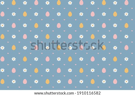 Easter seamless pattern with flowers and eggs. Stock illustration for web, print, wrapping and scrapbooking paper, wallpaper and background.