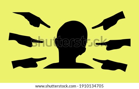 Silhouettes. Taunts the child. vector. the child cries and other children bully and point fingers.