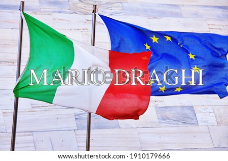 italian and european flags, concept of new prime minister 