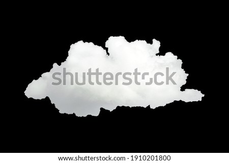 Large single cloud isolated on black background with clipping path